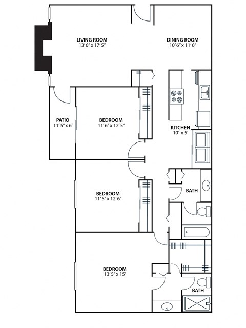 3BR 2BA (1520 SF) at Riverchase Landing, Hoover, Alabama
